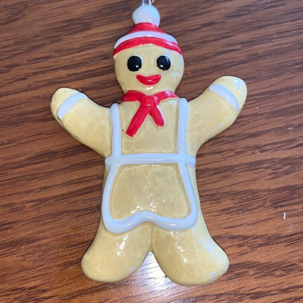 Vintage ceramic gingerbread man Christmas tree ornament‎